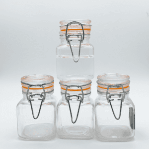 Clear 100ml Glass Jars, Jars with Bail and Trigger Clamp Lids