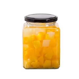 Wholesale 50-500ml Square glass pickle bottle jam jar clear sealed jar
