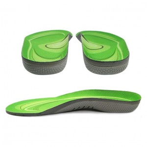 Зеленые ортопедические стельки с высоким сводом стопы, вставки для обуви.