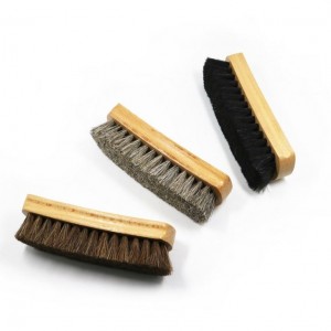 Horse Hair Wooden Shoe Polish Applicator Brush