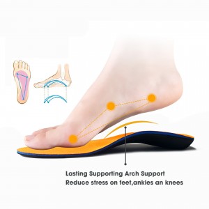 Platt fotfotsstöd för gång och löpning i ortotiska orange skoinlägg