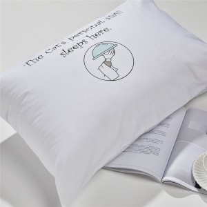 Oanpast Printe Satin White Standert Pillow Case mei Logo Printing White Cotton Pillowcase