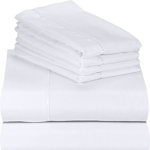 Bamboo Fiber Hotel Bedding Sheet Set  Deep Pockets 18 Inch Eco Friendly Wrinkle Free Machine Washable
