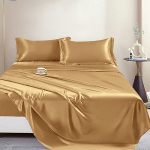 Luxury Golden Mulberry Bedspread Bed Sheet Duvet Cover Set with Deep Size