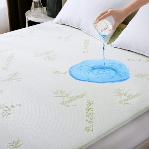 واقي مرتبة بامبو كوين غطاء سرير مقاوم للماء بنسبة 100% للتبريد والتهوية وغطاء مرتبة بجيب عميق 8 بوصة - 21 بوصة