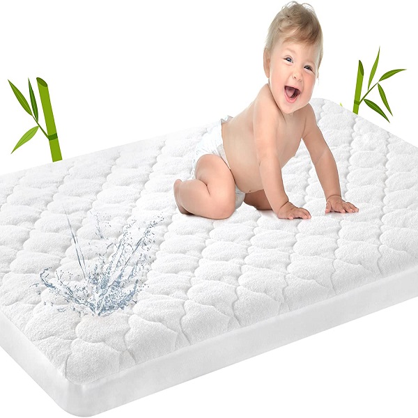 Bamboo Waterproof Crib Mattress Protector Quilted Toddler Bed Sheets Baby Crib Mattresses Cover for Standard Crib Bedding 52”x28” Featured Image