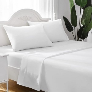 White Queen Sheets Set 4 Piece Hotel Luxury Super Soft 1800 Series Microfibe Wrinkle Free & Breathable-14″ Deep Pocket Sheets for Queen Size Bed