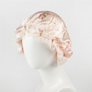 Nouveau design turban 100% bonnets en soie avec bande élastique, bonnet double couche en dentelle imprimée, bonnet en soie
