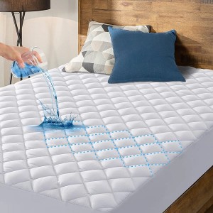 Queen Size Waterproof Mattress Pad Protector Breathable Quilted Mattress Cover Noiseless Waterproof Fitted Sheet Mattress Topper