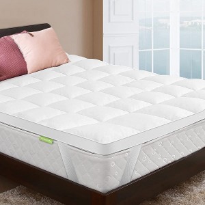 Mattress Topper Thick Quilted Cooling Mattress Pad With Elastic Bands Fit Up To 17 Inch Deep