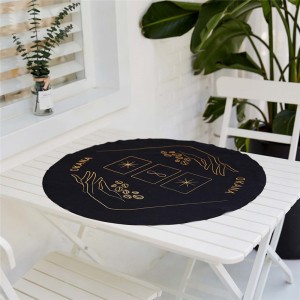 Mantel elástico redondo impermeable para mesa, tapetes impresos para mesa redonda