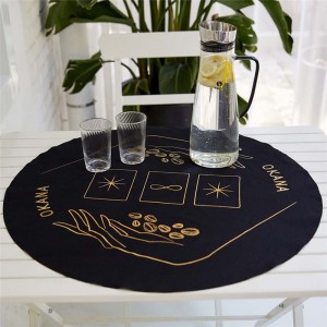 Mantel elástico redondo impermeable para mesa, tapetes impresos para mesa redonda