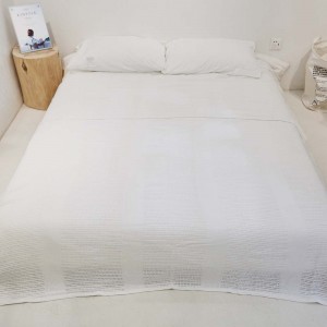 Пълен размер 100% памучно одеяло Дишащо уютно първокласно плетиво Луксозно сезонно Леко покривало за легло