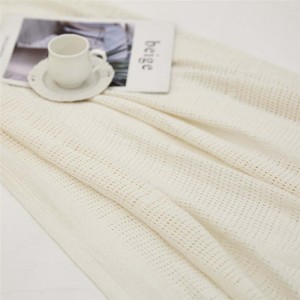 Knitted Throw Blankets para sa Sopa Puti nga Gaan nga Dekorasyon nga mga Blanket ug Naglabay sa Farmhouse Warm Woven