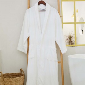 Хотелско спално бельо Бял хавлиен халат за баня Хотелски халат с дължина до коляното и комплект кърпи
