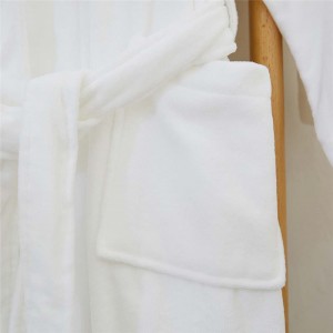 Hotel Linens White Terry Bath Robe Hotel දණහිස් දිග නාන කාමරය සහ තුවා කට්ටලය