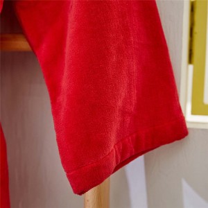 Fleece Bathrobe Spa Robe Red Wholesale Soft Customized Women And Men Unisex Cotton Bathrobes