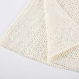 Knitted Throw Blanket para sa Couch White Lightweight Decorative Blanket at Throws Farmhouse Warm Woven
