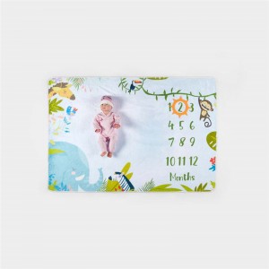 Flannel fleece digital printed baby milestone blanket with accessories super soft monthly milestone baby photography blankets
