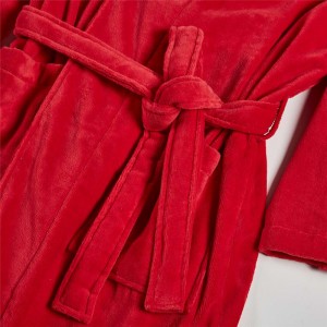 Fleece Bathrobe Spa Robe Red තොග වශයෙන් මෘදු අභිරුචි කළ කාන්තා සහ පිරිමි Unisex කපු නානකාමර