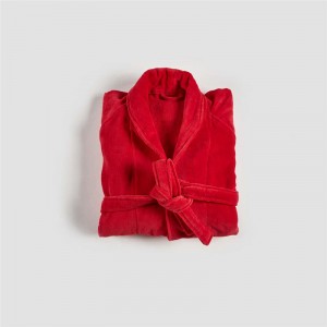 Fleece badjas Spa Robe Red Wholesale Soft oanpaste froulju en manlju Unisex katoenen badjassen