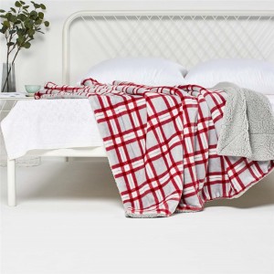Fleece Blanket Pula at Black Warm Plush Throw Blanket para sa Chair Sofa Plaid Super Soft Blanket para sa Couch na angkop
