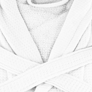 Белы вафельны халат Тэры Вафельны вязаны халат на ўсю даўжыню Гасцінічны халат Лёгкі шалевы каўнер Белыя халаты