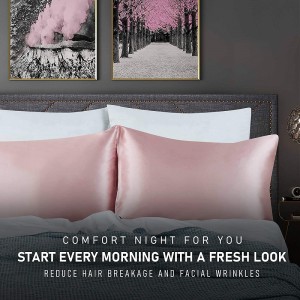 ຖົງໝອນ Satin ສໍາລັບຜົມແລະຜິວຫນັງ Coral Pillowcases Soft Luxury Satin Pillowcase ມີຊອງປິດ