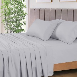 76*80 Inch King Size Smooth Bed Sheets Set Breathable Cooling Bamboo 1800 Thread Count 16 Inch Deep Pockets