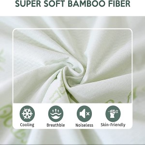 Bamboo Queen Mattress Protector 100% Waterproof Bed Cover Cooling and Breathable Mattress Pad Cover Deep Pocket 8″-21″