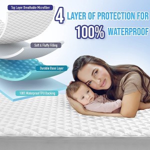 Queen Size Waterproof Mattress Pad Protector Breathable Quilted Mattress Cover Noiseless Waterproof Fitted Sheet Mattress Topper