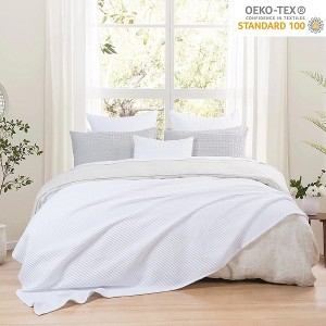 100% Cotton Waffle Weave Blanket Queen Size Washed Warm Soft Lightweight Breathable Blanket para sa Lahat ng Season