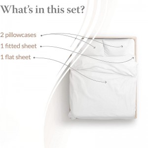 Obliečky zo 100 % bavlny Hotelové obliečky z bielej saténovej tkaniny 4 ks. Pevná posteľná súprava vhodná do 16 palcov hlbokého vrecka