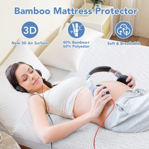 100% Bamboo Waterproof Mattress Protector Queen Size Cover Breathable Noiseless Fitted Style with Deep Pockets