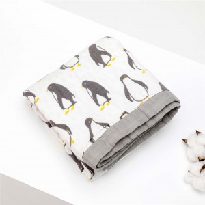 Wholesales Double Layer Bamboo Cotton Fiber Muslin Swaddle Baby Blankets