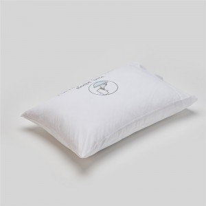 Aṣa Titẹjade Satin White Standard Pillow Case pẹlu Logo Printing White Cotton Pillowcase