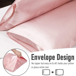 髪と肌用のサテン枕カバー コーラル枕カバー 封筒留め付きのソフトで高級なサテン枕カバー