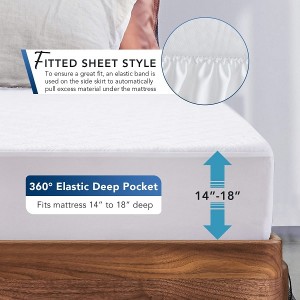 76*80 Inch Cooling Bamboo Waterproof Mattress Protector Breathable Mattress Cover with Deep Pocket ເຖິງ 18 ນິ້ວ