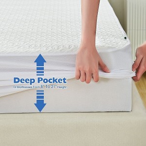 Waterproof King Size Mattress Protector Breathable Premium Bamboo 3D Air Fabric Ultra Soft Cooling Cover Fitted 8″-21″ Deep Pocket