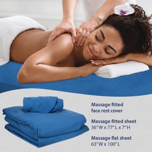 Massagebordslagnersæt 3 stk Massagelagnersæt – Inkluderer borddæksel FFlat lagen & ansigtsbetræk Blødt og glat massagesengebetræk