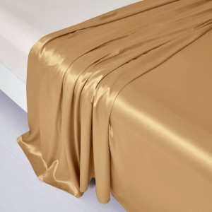 Lúkse Gouden Mulberry Bedspread Bed Sheet Duvet Cover Set mei Deep Grutte