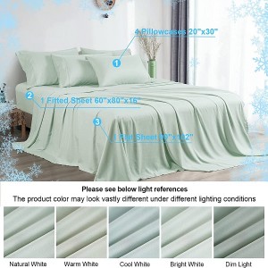 Conjunt de llençols de llit llisos de 60 x 80 polzades de bambú, refredament transpirable, 1800 fils, butxaques de 16 polzades de profunditat