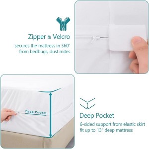 Twin XL Waterproof Zippered Mattress Encasement Breathable Noiseless Machine-Washable Zipped Mattress Cover