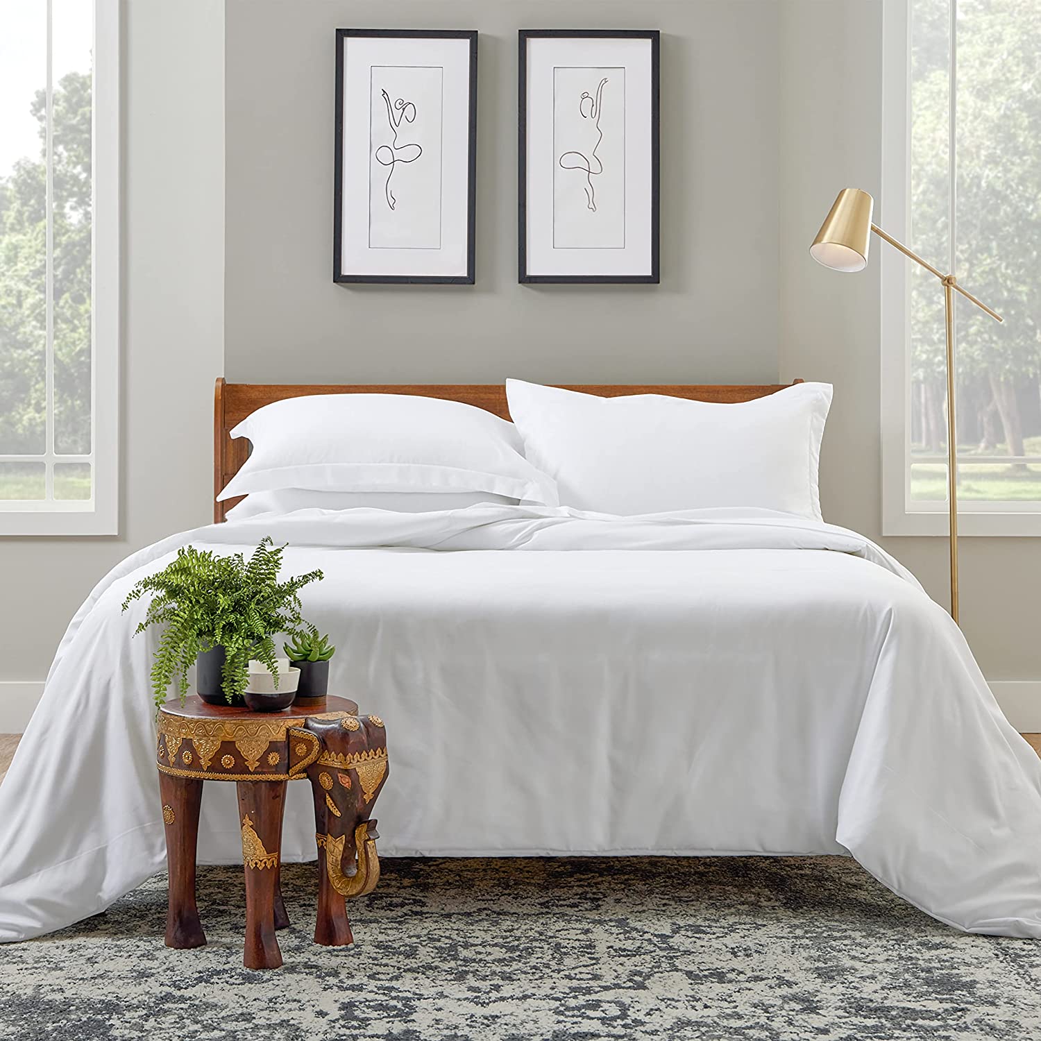 Luxury Duvet Cover Set 3 Piece Blend Ultra Soft Bedding Zippered Comforter Protector 2 කොට්ට ෂැම්ස් ඇතුළත් වේ