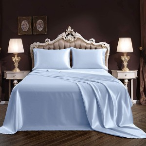 Satin Queen Size 60*80 Inch Bed Sheets with Deep Pocket With 4 PCS Fitted Sheet  Flat Sheet  Envelope Closure Pillowcases