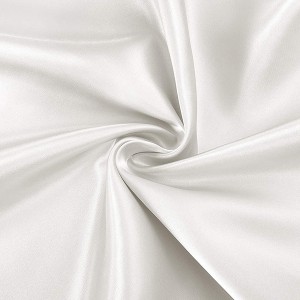 4 Pcs White Satin Sheet Set Ultra Silky Soft with Deep Pocket Fitted Sheet Flat Sheet Envelope Closure Pillowcases