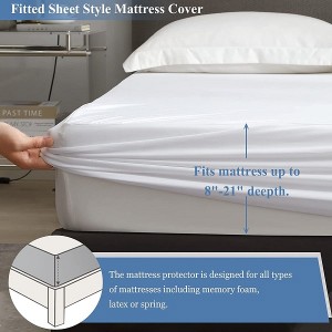 Protector de colchón 100% impermeable tamaño Queen Funda de colchón de felpa de algodón con peto profundo de 8 "-21"