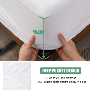 Водоотпорна обвивка за душек Queen Size со премиум Тери со длабок џеб од 21 инчи за безшумно ладење и капак што се пере во машина