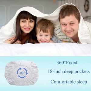 100% Waterproof King Size Mattress Pad Quilted Fitted Mattress Cover Deep Pocket Super Soft and Breathable Cooling Mattress Topper