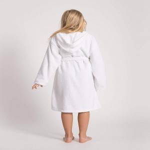 Accappatoio per bambini Classico con cappuccio Asciugamano in spugna bianca adatto per i bambini da 4 a 10 anni